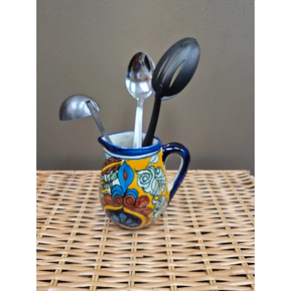 Mexican Talavera Style Pottery Pitcher 6
